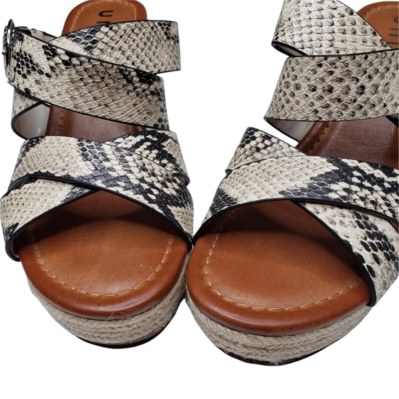 Unisa | Snake Skin Faux Leather Slip On Open Toe Espadrille Wedge Sandals 7.5 - Picture 3 of 11